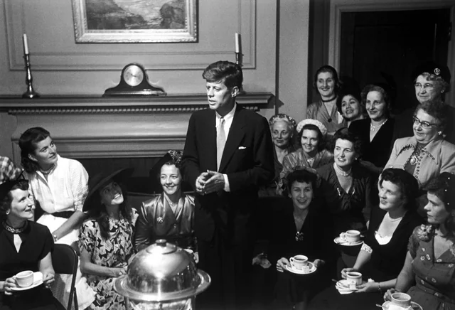 In 1952, a young JFK courts voters over teacups in his Senate run.